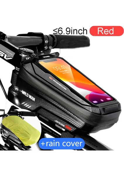 BX02 Kırmızı-Logo Stili Wıld Man Bisiklet Telefon Çantası Yağmur Geçirmez Bisiklet Ön Çanta Dokunmatik Telefon Kılıfı Mtb Bisiklet Üst Tüp Çanta Bisiklet Aksesuarları (Yurt Dışından)