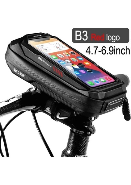 X3 Kırmızı Logo Stili Vahşi Adam Bisiklet Kafa Tüp Bisiklet Bisiklet Gidon Cep Cep Telefonu Çanta Kılıf Tutucu Ekran Telefon Montaj Çanta Kılıf Için 6.9in (Yurt Dışından)