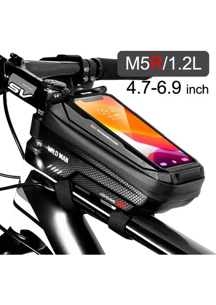 M5R 1.2l Stili Wıld Man Bisiklet Çantası 1.8l Çerçeve Ön Tüp Bisiklet Çantası Bisiklet Su Geçirmez Telefon Kılıfı Tutucu 7 Inç Dokunmatik Çanta Aksesuarları (Yurt Dışından)