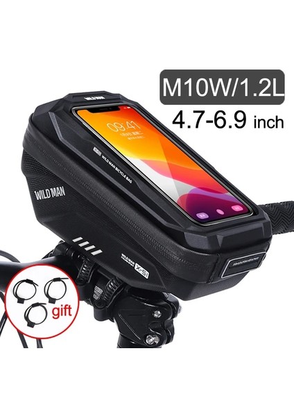M10W 1.2l Stili Wıld Man Bisiklet Çantası 1.8l Çerçeve Ön Tüp Bisiklet Çantası Su Geçirmez Telefon Kılıfı Tutucu Dokunmatik Ekran Çanta Bisiklet Aksesuarları (Yurt Dışından)