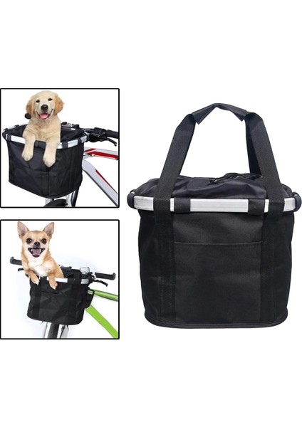 Bisiklet Ön Sepeti Ayrılabilir Bisiklet Sepeti Katlanabilir Alüminyum Çerçeve Köpek Bisiklet Taşıma Rafı Bisiklet Sürme Çantası 3.0 kg Yük (Yurt Dışından)
