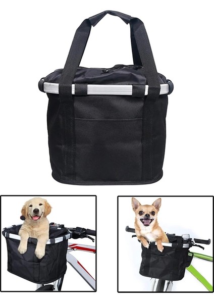 Bisiklet Ön Sepeti Ayrılabilir Bisiklet Sepeti Katlanabilir Alüminyum Çerçeve Köpek Bisiklet Taşıma Rafı Bisiklet Sürme Çantası 3.0 kg Yük (Yurt Dışından)