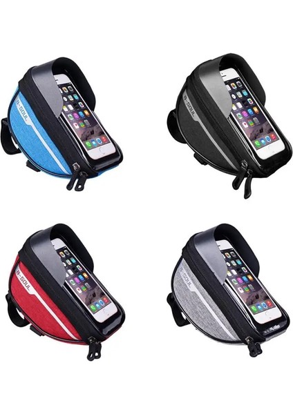 Kırmızı Stil 18.5x9.5x8.5 cm Bisiklet Bisiklet Telefon Çantası Su Geçirmez Bisiklet Dokunmatik Ekran Çerçevesi Çanta Pannier Bisiklet Cep Telefonu Tutacağı (Yurt Dışından)