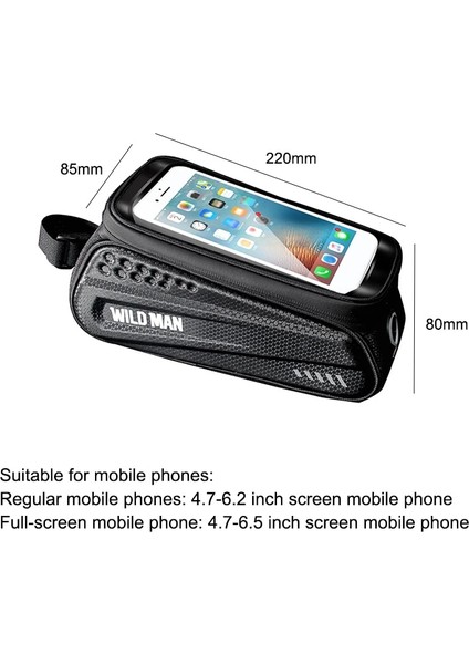 No.21 Tarzı Wıld Man Bisiklet Çantası Sert Kabuk Karbon Fiber Doku Su Geçirmez Dokunmatik Ekran Bisiklet Ön Üst Tüp Çanta Kılıfı Mtb Bisiklet Aksesuarı (Yurt Dışından)