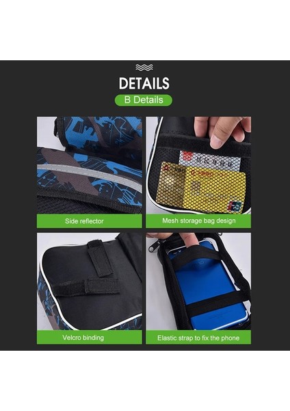 A001-12 Stili Su Geçirmez Bisiklet Çantası Yüksek Kapasiteli Dağ Yol Bisikleti Ön Kiriş Aksesuarları Depolama Telefonu Eyer Çantaları Bisiklet Ekipmanları (Yurt Dışından)