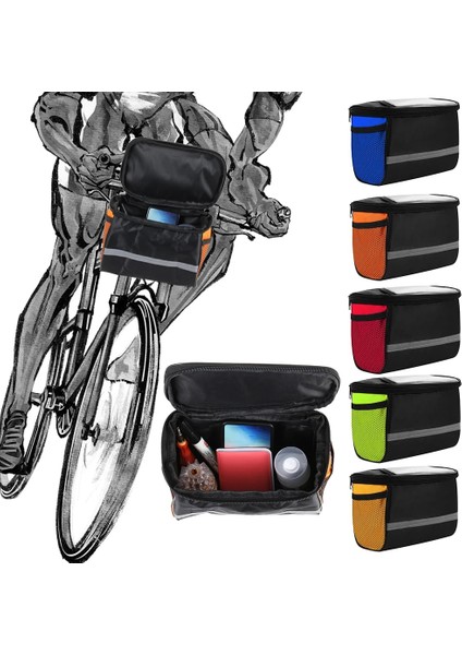 Kırmızı Stil Yansıtıcı Bisiklet Gidon Çantası Büyük Kapasiteli Ön Tüp Sepet Katlanabilir Bisiklet Pannier Doğa Sporları Bisiklet Ekipmanları (Yurt Dışından)
