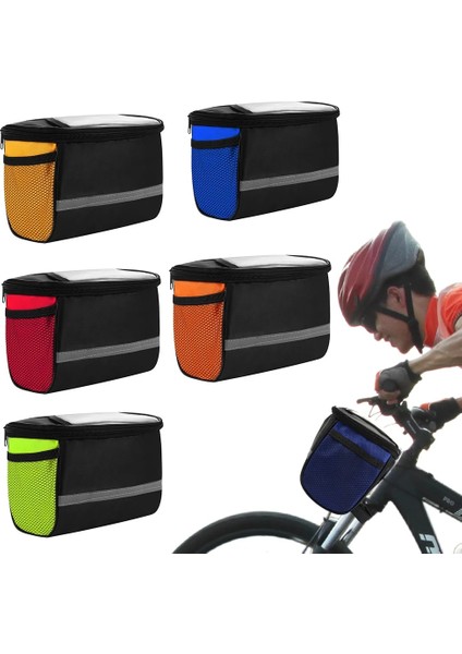 Kırmızı Stil Yansıtıcı Bisiklet Gidon Çantası Büyük Kapasiteli Ön Tüp Sepet Katlanabilir Bisiklet Pannier Doğa Sporları Bisiklet Ekipmanları (Yurt Dışından)