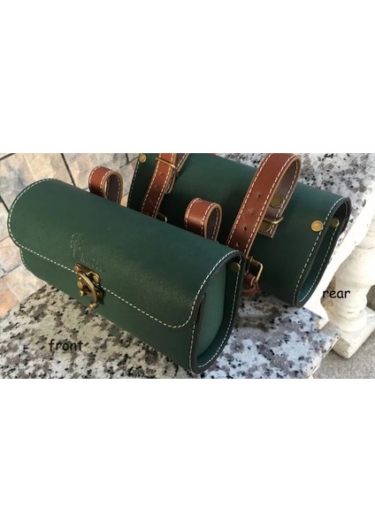Yeşil Küçük Stil Bisiklet Çantası Kahverengi Siyah Motosiklet Eyer Çantaları Pu Deri Motosiklet Yan Alet Çantası Kuyruk Bagajı Moto Evrensel Bisiklet Pannier (Yurt Dışından)