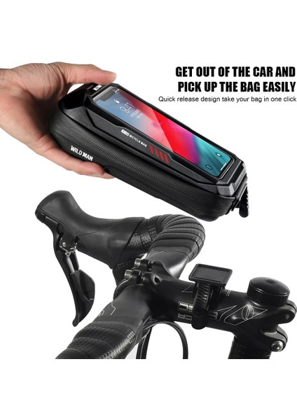 C Stili Wıld Man Bisiklet Çantası Sert Kabuk Karbon Fiber Doku Bisiklet Üst Tüp Çanta Yağmur Geçirmez Dokunmatik Ekran Bisiklet Telefonu Çanta Bisiklet Aksesuarları (Yurt Dışından) fırsatları