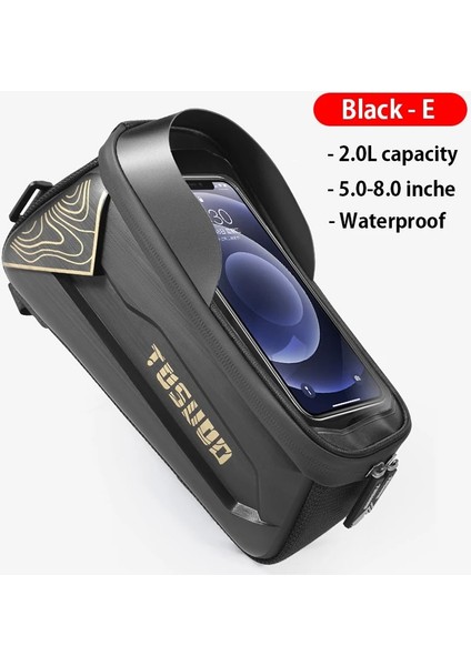 2l Siyah E Stili L Beden Tosuod Bisiklet Çantası 1.8l Çerçeve Ön Tüp Yağmur Geçirmez Bisiklet Çantası Bisiklet Su Geçirmez Telefon Kılıfı 8 Inç Dokunmatik Ekran Sert Kabuk Çanta (Yurt Dışından)