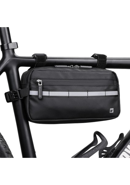 X20990 Gri ​​stil Rhınowalk Bisiklet Gidon Çantası Katlanır Çok Fonksiyonlu Ön Çerçeve Bisiklet Pannier Seyahat Depolama Çanta (Yurt Dışından)