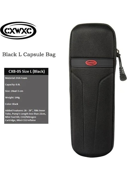 Siyah L Kapsül Çanta Stili Cxwxc Mtb Eva Kapsül Çanta Yol Bisikleti Onarım Aracı Saklama Çantası Bisiklet Temel Dişli Kapsül Pannier Bisiklet Şişe Kutusu Saklayabilir (Yurt Dışından)