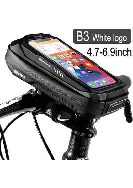 X3 Beyaz Logo Stili Vahşi Adam Bisiklet Kafa Tüp Bisiklet Bisiklet Gidon Cep Cep Telefonu Çanta Kılıf Tutucu Ekran Telefon Montaj Çanta Kılıf Için 6.9in (Yurt Dışından)
