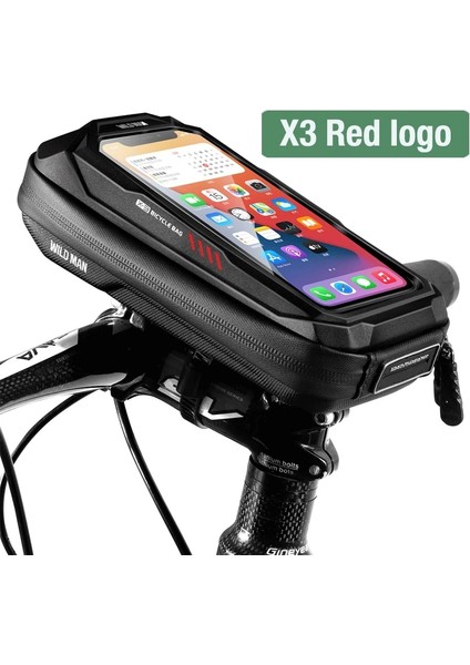 X3 Kırmızı Logo Stili Wıld Man Bisiklet Gidon Çanta Kafa Tüp Çanta Bisiklet Bisiklet Cep Telefonu Kılıfı Tutucu Ekran Telefon Dağı Mtb Bisiklet Aksesuarları (Yurt Dışından)