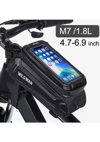 M7 1.8l Stili Wıld Man Bisiklet Çantası 1.8l Çerçeve Ön Tüp Bisiklet Çantası Bisiklet Su Geçirmez Telefon Kılıfı Tutucu 7 Inç Dokunmatik Çanta Aksesuarları (Yurt Dışından)