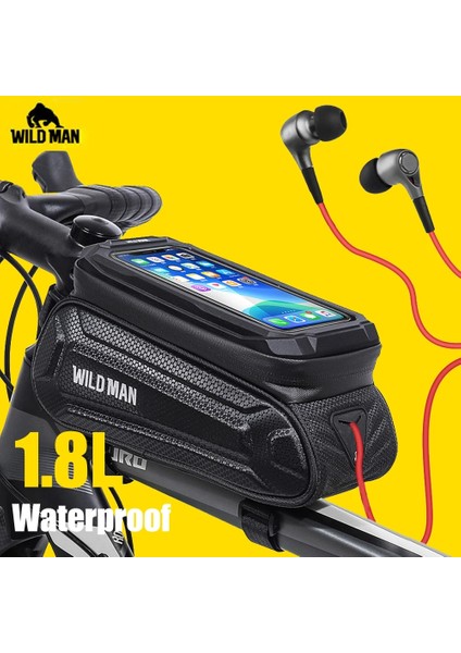 M7 1.8l Stili Wıld Man Bisiklet Çantası 1.8l Çerçeve Ön Tüp Bisiklet Çantası Bisiklet Su Geçirmez Telefon Kılıfı Tutucu 7 Inç Dokunmatik Çanta Aksesuarları (Yurt Dışından)