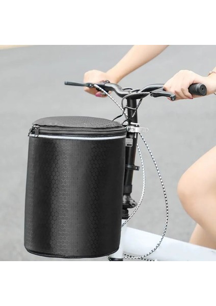 Siyah Küçük Stil Bisiklet Sepeti Su Geçirmez Gidon Pannier Çantaları Pet Alışveriş Banliyö Kamp ve Dış Mekan Için Ayrılabilir Yansıtıcı Bisiklet Çantası (Yurt Dışından)