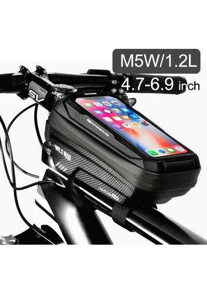M5W 1.2l Stili Wıld Man Bisiklet Çantası 1.8l Çerçeve Ön Tüp Bisiklet Çantası Bisiklet Su Geçirmez Telefon Kılıfı Tutucu 7 Inç Dokunmatik Çanta Aksesuarları (Yurt Dışından)