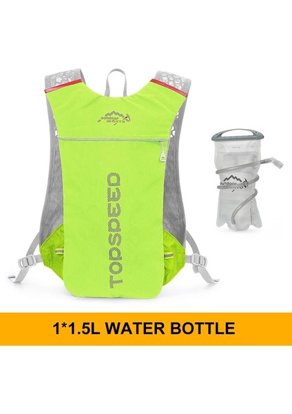 Yeşil1.5l Tarzı Trail Koşu Sırt Çantası 5l Süper Koşu Nemlendirici Yelek Çanta Maraton Koşu Bisiklet Sırt Çantası 250ML Yumuşak Şişe Şişe Su (Yurt Dışından)