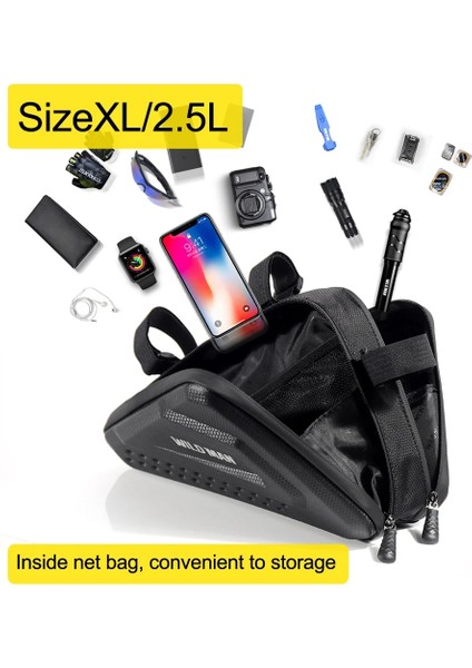 1.2l Çerçeve Çanta Stili Wıld Man Sert Kabuk Bisiklet Çantası Mtb Yol Bisiklet Çantası Karbon Desenli Su Geçirmez Üst Tüp Çanta Bisiklet Eyer Çantası 2.5l Yüksek Kapasiteli (Yurt Dışından) indirimleri