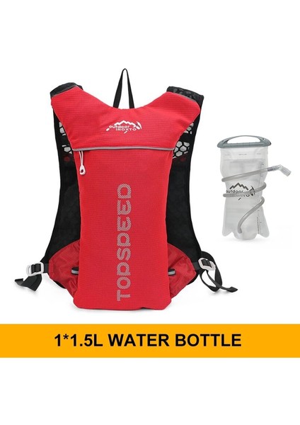 Kırmızı 1.5l Tarzı Trail Koşu Sırt Çantası 5l Süper Koşu Nemlendirici Yelek Çanta Maraton Koşu Bisiklet Sırt Çantası 250ML Yumuşak Şişe Şişe Su (Yurt Dışından)