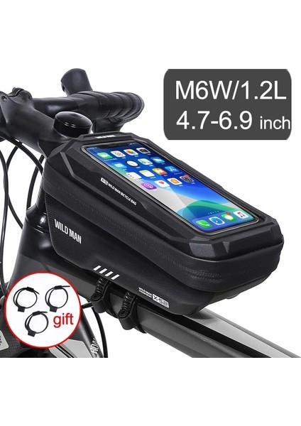 M6W 1.2l Stili Wıld Man Bisiklet Çantası 1.8l Çerçeve Ön Tüp Bisiklet Çantası Su Geçirmez Telefon Kılıfı Tutucu Dokunmatik Ekran Çanta Bisiklet Aksesuarları (Yurt Dışından)