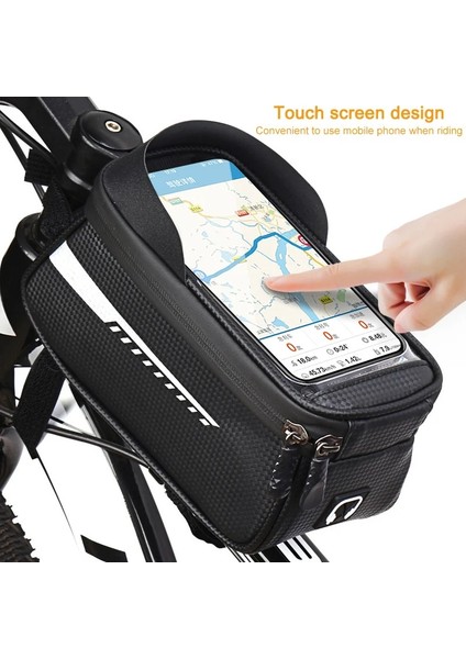 B003 Gri Stil Bisiklet Çantası Ön Bisiklet Çantası Dokunmatik Ekranlı Cep Telefonu Tutacağı Üst Tüp Yağmur Geçirmez Bisiklet Telefonu Çantaları Mtb Aksesuarları (Yurt Dışından) modelleri