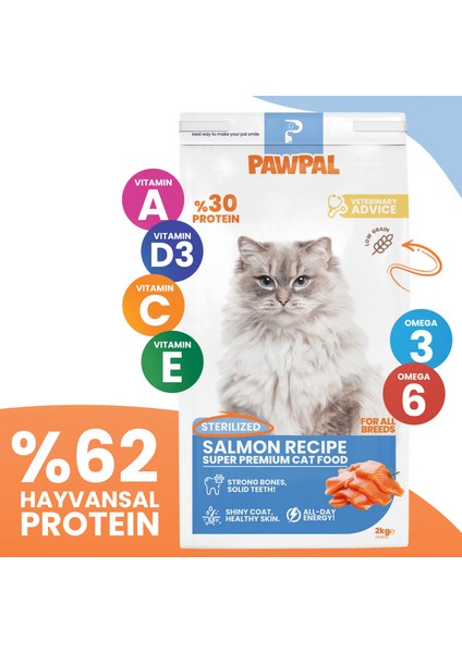 Somonlu Süper Premium Kısırlaştırılmış Kedi Maması 2 kg - Düşük Tahıllı