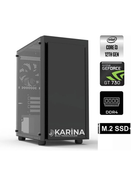 Zalman T3 Plus 2 Fanlı KR-K00-0681 I3 12100 16GB Ram 256GB SSD Gt 730 4gb Freedos 500W PSU Masaüstü bilgisayar