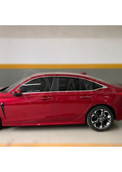 Honda Civic Uyumlu Fe 2021> Cam Çıtası 8 Parça Paslanmaz Çelik