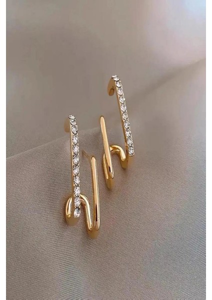 Kadın Gold Zirkon Taşlı Vip Kararmaz Küpe (Yurt Dışından) fiyatları