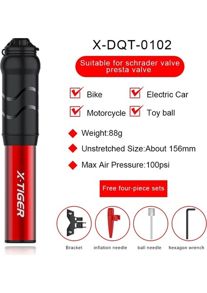 Mor Tarzı X-Tıger Taşınabilir Bisiklet Pompası Mini El Pompası Bisiklet Pompası Top Oyuncak Lastik Şişirme Schrader Presta Valf Mtb Alüminyum Bisiklet Pompası (Yurt Dışından)