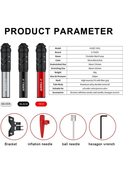 Mor Tarzı X-Tıger Taşınabilir Bisiklet Pompası Mini El Pompası Bisiklet Pompası Top Oyuncak Lastik Şişirme Schrader Presta Valf Mtb Alüminyum Bisiklet Pompası (Yurt Dışından)
