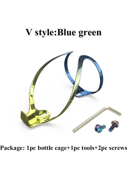 V-Mavi Yeşil 1 Adet Tarzı Mtb Bisiklet Su Şişesi Tutucu Titanyum Alaşımlı Dağ Bisikleti Şişe Kafesi Ultralight Bisiklet Içecek Su Bardağı Raf Aksesuarları (Yurt Dışından)