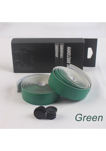 Yeşil Stil Profesyonel Yol Bisikleti Gidon Sargısı Yumuşak Pu + Eva Yol Bisikleti Kolu Bant Renkli Damla Çubuğu Kayışı 2 Bar Fişleri Bisiklet Parçası (Yurt Dışından)