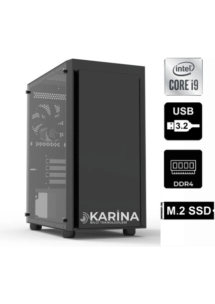T3 Plus 2 Fanlı KR-K00-3199 I9 12900K 64GB Ram 4tb SSD W11PRO 500W PSU Masaüstü bilgisayar