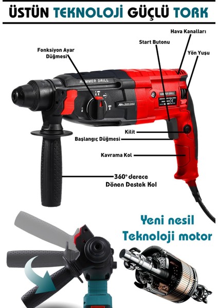 Profesyonel Metal Şanzıman Kırıcı Delici Hilti Darbeli Matkap 2-28MM