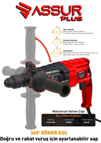 Profesyonel Metal Şanzıman Kırıcı Delici Hilti Darbeli Matkap 2-28MM
