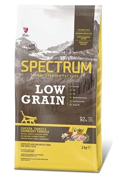 Düşük Tahıllı Tavuklu Hindili ve Yaban Mersinli Yetişkin Kedi Maması 2 kg