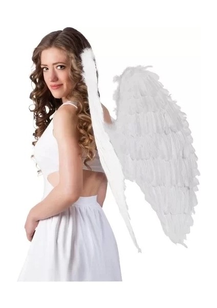 Beyaz Renkli Büyük Boy Melek Kanadı 55X80 cm