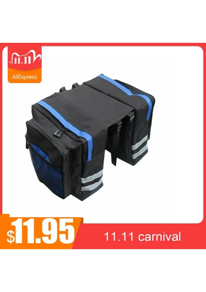 Mavi Stil Bisiklet Büyük Kapasiteli Çift Taraflı Arka Raf Kuyruk Koltuk Pannier Paketi Bagaj Dağ Bisikleti Yol Bisikleti Için Yansıtıcı Şeritli (Yurt Dışından)