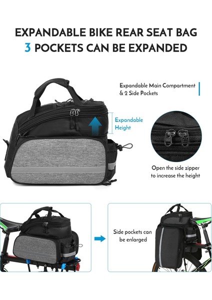 Siyah2 Tarzı LIXADA13L Bisiklet Arka Koltuk Çanta Su Geçirmez Bisiklet Bisiklet Raf Koltuk Çanta Arka Bagaj Pannier Arka Koltuk Çanta Çanta Omuz Çantaları (Yurt Dışından) indirimleri