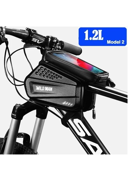 Model 2 1.2l Stili Bisiklet Çantası Su Geçirmez Ön Bisiklet Bisiklet Çantası 6. Cep Telefonu Bisiklet Üstü Tüp Gidon Çantaları Dağ Bisikleti Aksesuarları (Yurt Dışından)