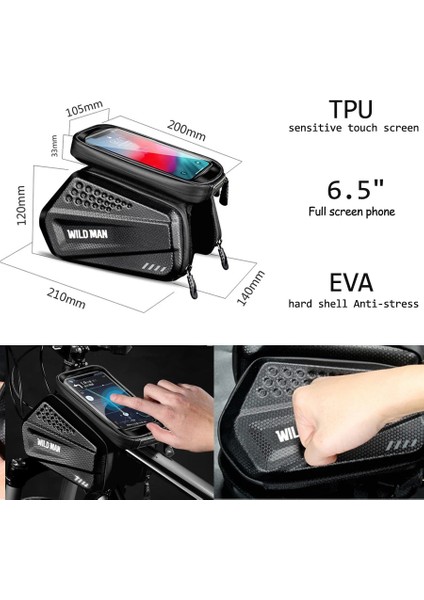 Model 2 1.2l Stili Bisiklet Çantası Su Geçirmez Ön Bisiklet Bisiklet Çantası 6. Cep Telefonu Bisiklet Üstü Tüp Gidon Çantaları Dağ Bisikleti Aksesuarları (Yurt Dışından)