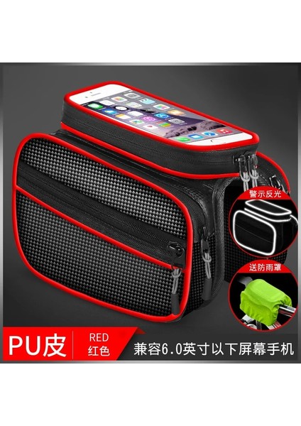 Kırmızı Stil Bisiklet Çantası Pannier Bisiklet Bisiklet Çerçevesi Dokunmatik Ekran IPHONE Tutucusu Su Geçirmez Cep Telefon Kılıfı Omuz Bagaj Tüpü Kafa (Yurt Dışından)