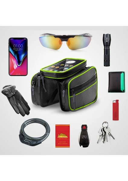 Kırmızı Stil Bisiklet Çantası Pannier Bisiklet Bisiklet Çerçevesi Dokunmatik Ekran IPHONE Tutucusu Su Geçirmez Cep Telefon Kılıfı Omuz Bagaj Tüpü Kafa (Yurt Dışından) indirimleri