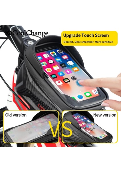F012 Stili Coolchange Bisiklet Çantası Çerçeve Ön Üst Tüp Çanta Su Geçirmez Bisiklet Eyer Çantası Dokunmatik Ekran Telefon Tutucu Çanta Sepet Bisiklet Aksesuarı (Yurt Dışından)
