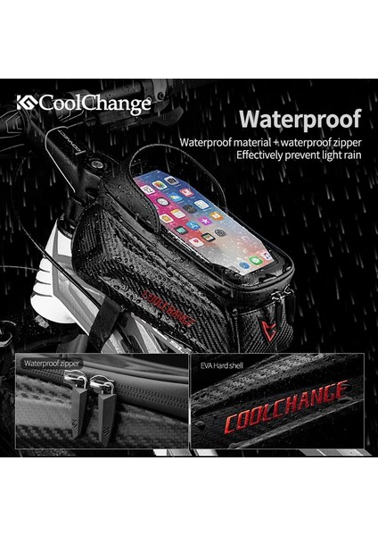 F012 Stili Coolchange Bisiklet Çantası Çerçeve Ön Üst Tüp Çanta Su Geçirmez Bisiklet Eyer Çantası Dokunmatik Ekran Telefon Tutucu Çanta Sepet Bisiklet Aksesuarı (Yurt Dışından)