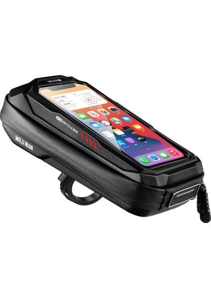 Kırmızı Stil Wıld Man Bisiklet Çantası Sert Kabuk Karbon Fiber Doku Bisiklet Üst Tüp Çanta Yağmur Geçirmez Dokunmatik Ekran Bisiklet Telefonu Çanta Bisiklet Aksesuarları (Yurt Dışından)