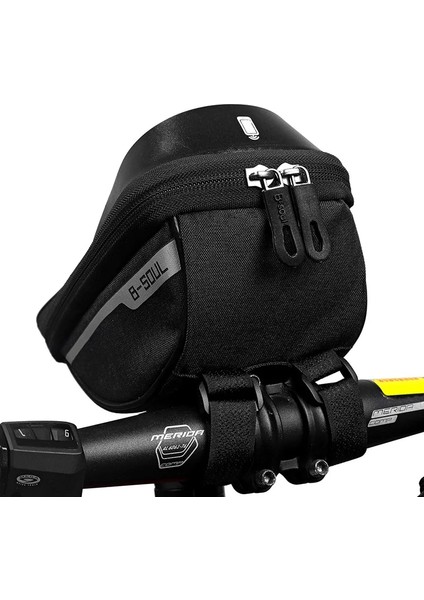 Siyah Stil Dokunmatik Ekran Bisiklet Telefonu Çantası, 6.5 Inç Bisiklet Ön Çantası, Su Geçirmez Bisiklet Kafa Çantası, Mtb Bisiklet Pannier Çantası Bisiklet Gidonu Çantası (Yurt Dışından)